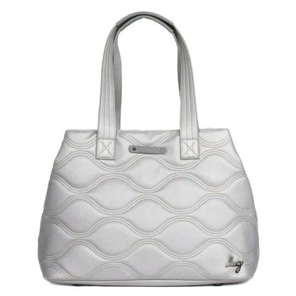 Lug Tempo Tote Vegan Leather Metallic Silver Ice Pop Multicolor Stitching RFID